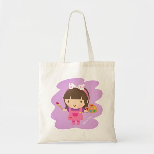 可愛いアーティストの女の子 トートバッグ (正面)