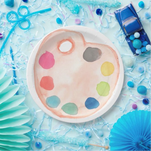 可愛いアーティス絵を描ト・パレット・アート誕生日紙プレート ペーパープレート (パーティー)