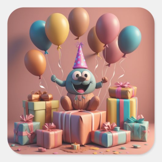 可愛いアートワークを吹き飛ばす スクエアシール (正面)