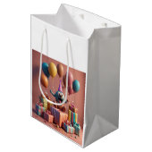 可愛いアートワークを吹き飛ばす ミディアムペーパーバッグ (正面アングル)