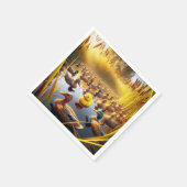 可愛いイエローラバーダックと狩りデコイ スタンダードカクテルナプキン (角)