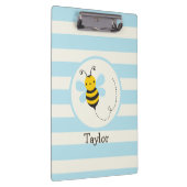 可愛いイエロー&ブラックビーオンベビーブルーストライプズ クリップボード (右)