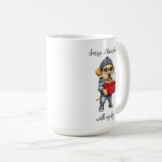 可愛いイエロー・ラブラドール・レトリーバー"私は計画を持っている"マグカップ コーヒーマグカップ (正面右)