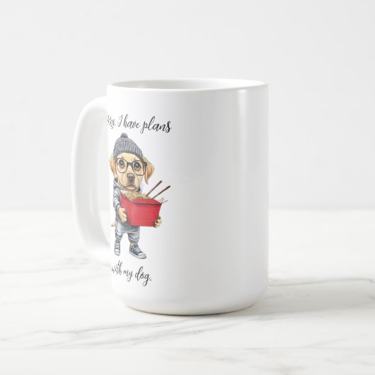可愛いイエロー・ラブラドール・レトリーバー"私は計画を持っている"マグカップ コーヒーマグカップ (正面左)