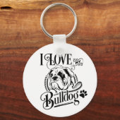 可愛いイギリスのブルドッグ – 私は私のブルドッグ子犬が大好き キーホルダー (正面)