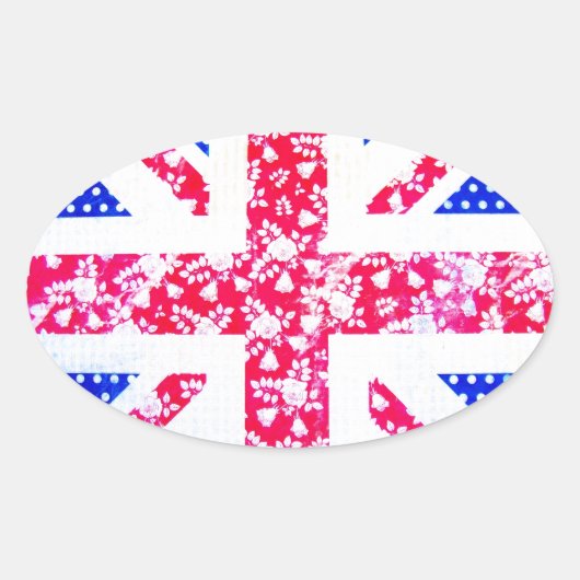 可愛いイギリス国旗 楕円形シール (正面)