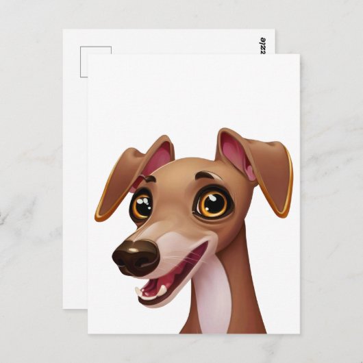 可愛いイタリアングレイハウンド – 漫画のイギー ポストカード (正面/裏面)