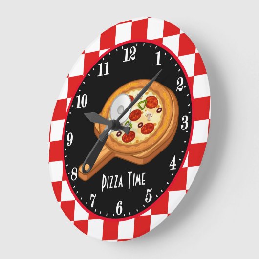 可愛いイタリアンピザ好きのデカール ラージ壁時計 (傾斜)