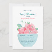 可愛いイチゴが登場するベビーシャワーの招待状 招待状 (正面)