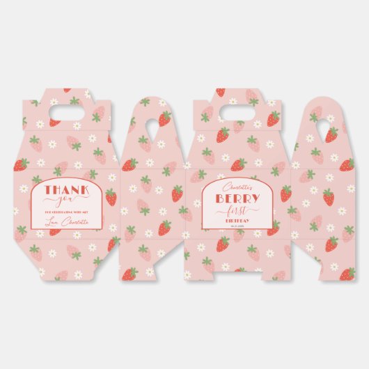 可愛いイチゴのベリー第1回誕生日ゲーブル フェイバーボックス (見開き)