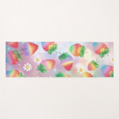 可愛いイチゴのレインボーパターントレーニング ヨガマット (正面(横))