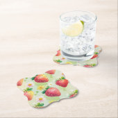 可愛いイチゴのレインボーパターン誕生日パーティー ペーパーコースター (インサイチュ)