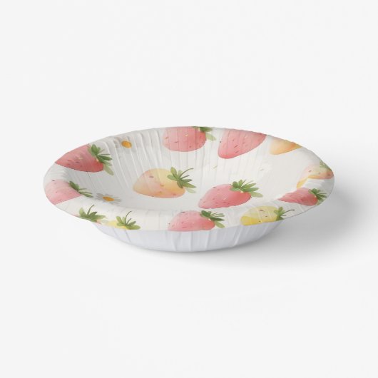 可愛いイチゴのレインボーパターン誕生日パーティー ペーパーボウル (傾斜あり)