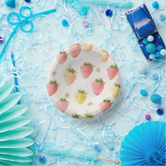 可愛いイチゴのレインボーパターン誕生日パーティー ペーパーボウル (パーティー)