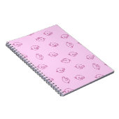 可愛いイチゴの落書き - ミニマルなかわいいパターン ノートブック (右側)