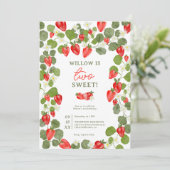 可愛いイチゴフローラ赤ベリー2nd誕生日 招待状 (スタンド正面)