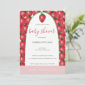 可愛いイチゴ水彩手絵を描型 招待状 (スタンド正面)