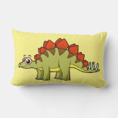 可愛いイラストレーションのステゴサウルス恐竜。 ランバークッション (裏面)