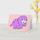可愛いイラストレーションのトリケラトプス。 カード (黄色い花)