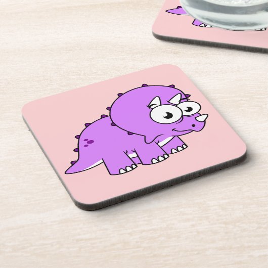 可愛いイラストレーションのトリケラトプス。 コースター (左側)