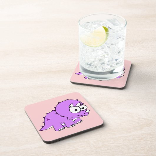 可愛いイラストレーションのトリケラトプス。 コースター (右側)
