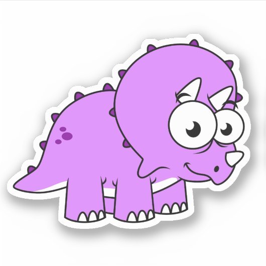 可愛いイラストレーションのトリケラトプス。 シール (正面)