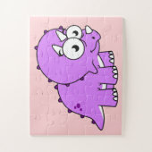 可愛いイラストレーションのトリケラトプス。 ジグソーパズル (縦)