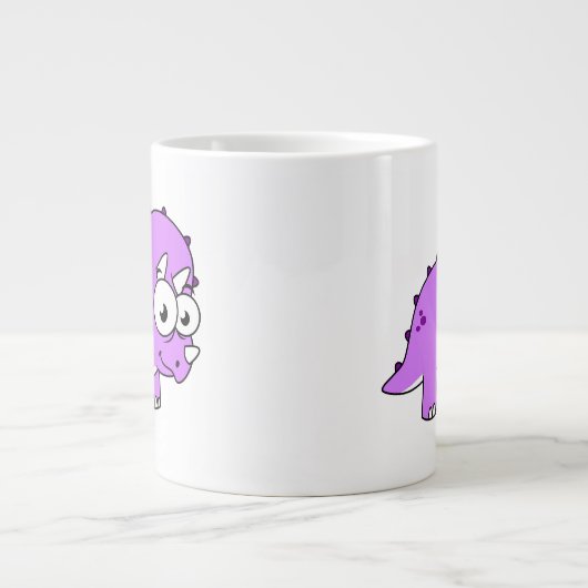 可愛いイラストレーションのトリケラトプス。 ジャンボコーヒーマグカップ (正面)