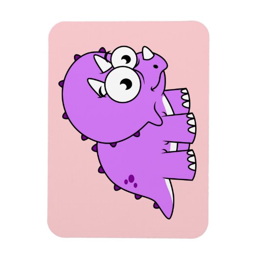 可愛いイラストレーションのトリケラトプス。 マグネット (縦)