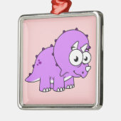 可愛いイラストレーションのトリケラトプス。 メタルオーナメント (左)