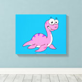 可愛いイラストレーションのネスのモンスター。 キャンバスプリント (インサイチュ (ウッドフロア))