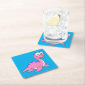 可愛いイラストレーションのネスのモンスター。 スクエアペーパーコースター (インサイチュ)