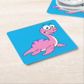 可愛いイラストレーションのネスのモンスター。 スクエアペーパーコースター (アングル)