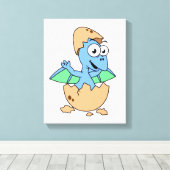 可愛いイラストレーションのベビーPterodactylハッチング。 キャンバスプリント (インサイチュ (ウッドフロア))