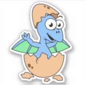 可愛いイラストレーションのベビーPterodactylハッチング。 シール (正面)