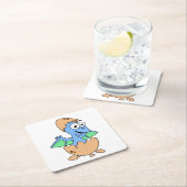 可愛いイラストレーションのベビーPterodactylハッチング。 スクエアペーパーコースター (インサイチュ)