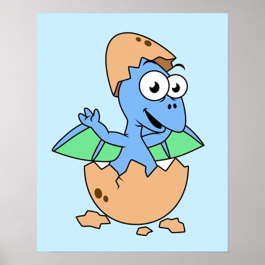 可愛いイラストレーションのベビーPterodactylハッチング。 ポスター (正面)