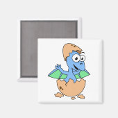 可愛いイラストレーションのベビーPterodactylハッチング。 マグネット (正面/裏面)