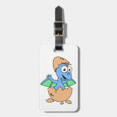 可愛いイラストレーションのベビーPterodactylハッチング。 ラゲッジタグ (正面縦)