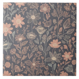 可愛いイラストレーショングラフィック描ライン花 タイル