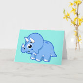 可愛いイラストレーショントリケラトプス恐竜。 カード (黄色い花)