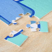 可愛いイラストレーショントリケラトプス恐竜。 ジグソーパズル (側面)