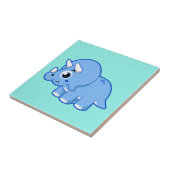 可愛いイラストレーショントリケラトプス恐竜。 タイル (側面)