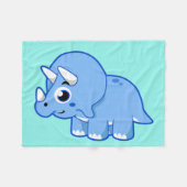 可愛いイラストレーショントリケラトプス恐竜。 フリースブランケット (正面(横))