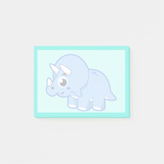 可愛いイラストレーショントリケラトプス恐竜。 ポストイット (正面)