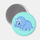 可愛いイラストレーショントリケラトプス恐竜。 マグネット (正面/裏面)