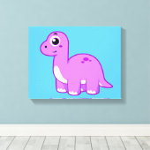 可愛いイラストレーションブロントサウルス恐竜。 キャンバスプリント (インサイチュ (ウッドフロア))