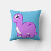 可愛いイラストレーションブロントサウルス恐竜。 クッション (裏面)