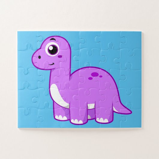 可愛いイラストレーションブロントサウルス恐竜。 ジグソーパズル (横)