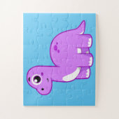 可愛いイラストレーションブロントサウルス恐竜。 ジグソーパズル (縦)